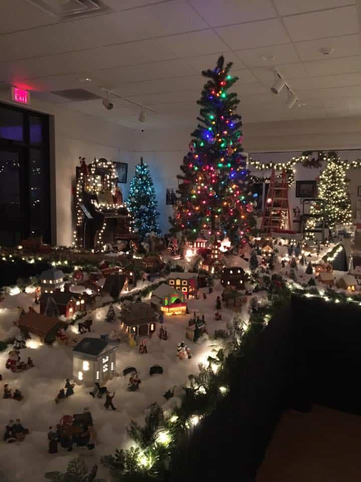 Marilyn Owenby's Christmas Village ornaments on display at the Museum.