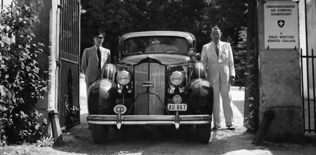 Carl Lutz and his deputy exiting the Swiss Embassy