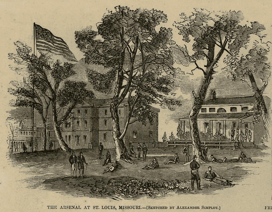 The Arsenal At St. Louis, MO, 1861. As depicted in Harper's Weekly.